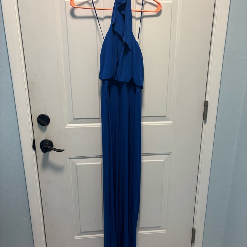 Elegant Blue Halter Pantsuit